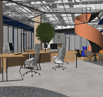 现代办公室SU模型下载