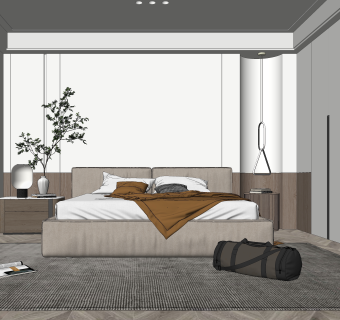 现代家居卧室SU模型下载