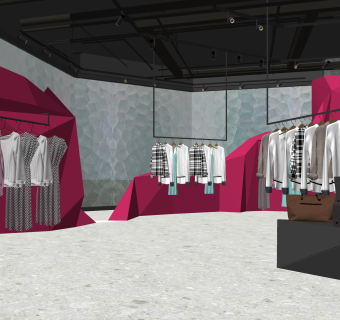 现代服装包包店SU模型下载