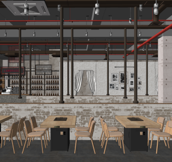 工业快餐厅SU模型下载