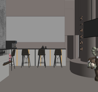 工业风奶茶咖啡厅SU模型下载