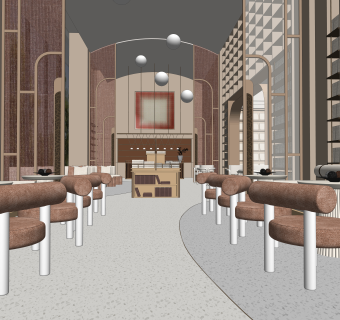 现代售楼处SU模型下载