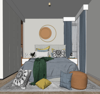北欧家居卧室SU模型下载