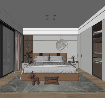 现代家居卧室SU模型下载