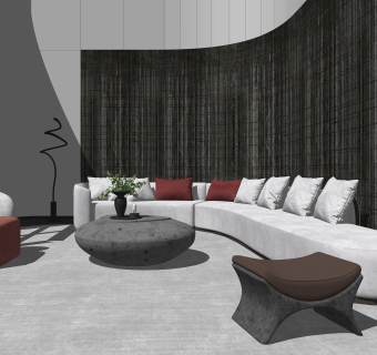 现代售楼处洽谈区SU模型下载