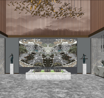 新中式售楼部SU模型下载