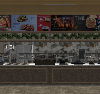 现代食堂SU模型下载