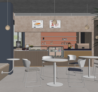 现代奶茶店SU模型下载