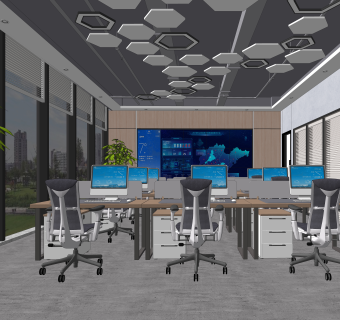 工业风会议室SU模型下载