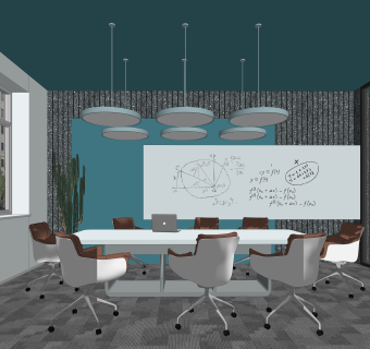 现代会议室SU模型下载