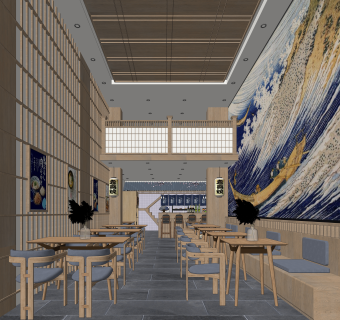 日式中餐厅SU模型下载