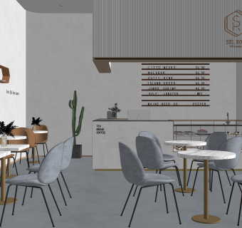 现代奶茶店SU模型下载