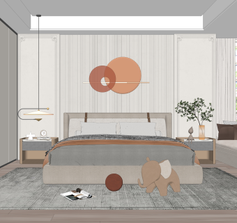 现代家居卧室SU模型下载