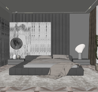 现代家居卧室SU模型下载