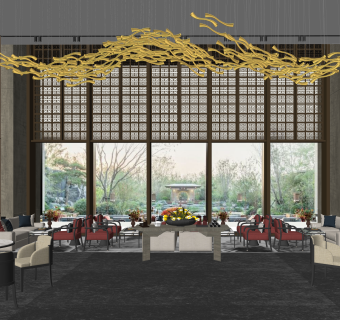 新中式售楼处SU模型下载