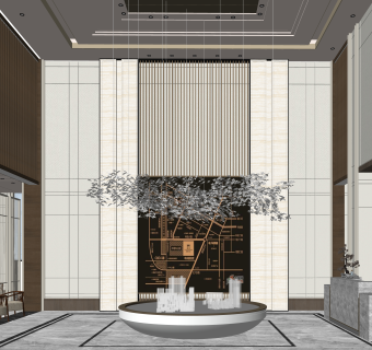 新中式售楼处洽谈区SU模型下载