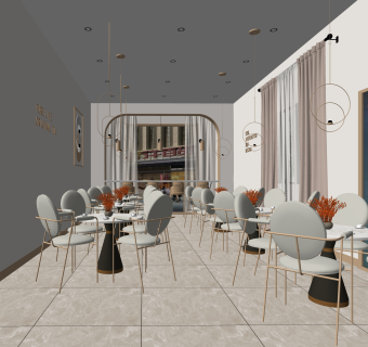 现代奶茶店SU模型下载