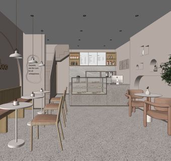 现代甜品面包店SU模型下载