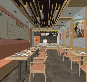 现代快餐店SU模型下载