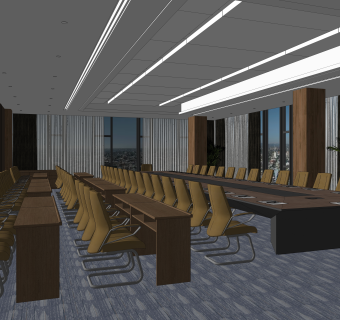 现代大会议室SU模型下载