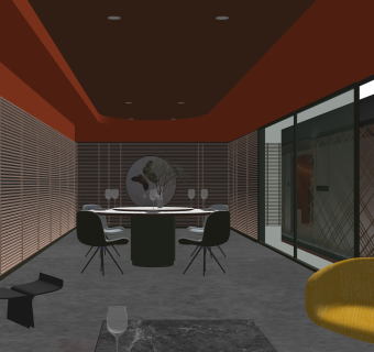 新中式餐厅包间SU模型下载