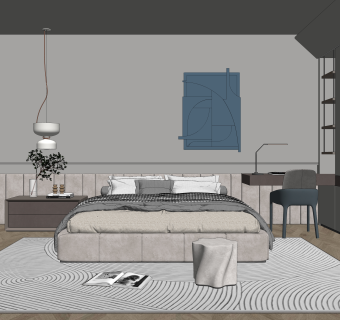现代卧室SU模型下载