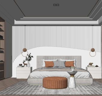 现代家居卧室SU模型下载