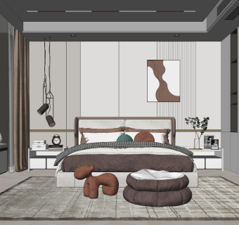 现代家居卧室SU模型下载