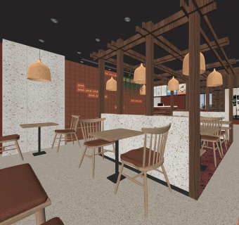 现代面馆SU模型下载