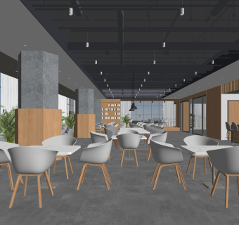 现代咖啡厅SU模型下载