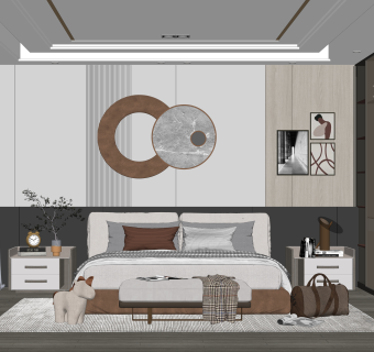 现代卧室SU模型下载