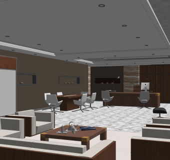 现代经理办公室SU模型下载