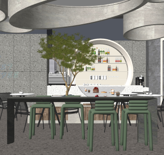 现代咖啡厅SU模型下载