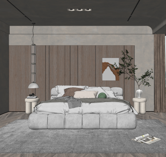 侘寂家居卧室SU模型下载