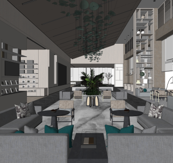 元禾大千现代售楼处SU模型下载