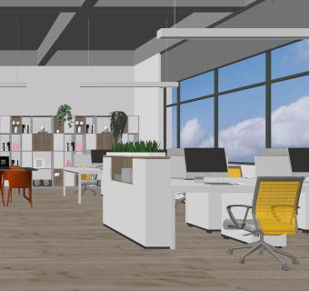 现代办公室SU模型下载