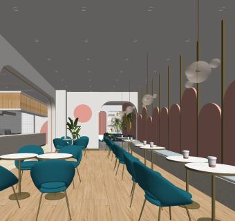 现代奶茶店SU模型下载