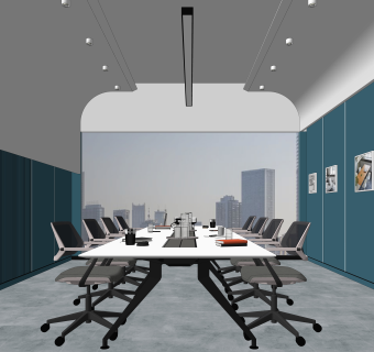 现代会议室SU模型下载