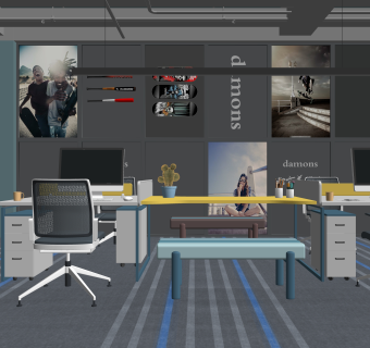 现代办公室SU模型下载