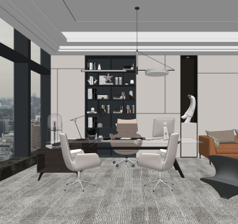 现代办公室SU模型下载