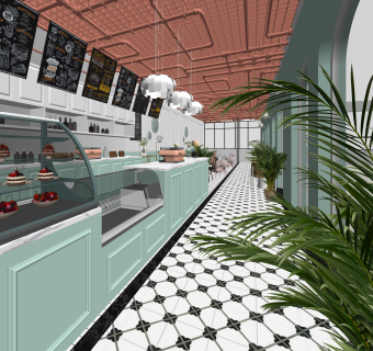 北欧咖啡厅SU模型下载