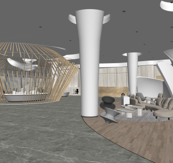 现代售楼处SU模型下载