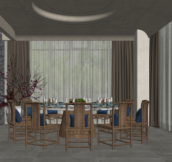 侘寂包厢SU模型下载