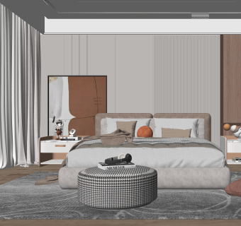 现代家居卧室SU模型下载
