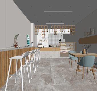 现代奶茶店SU模型下载