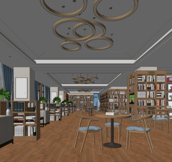 现代书吧SU模型下载