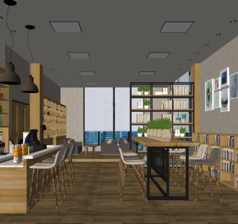 现代书吧SU模型下载