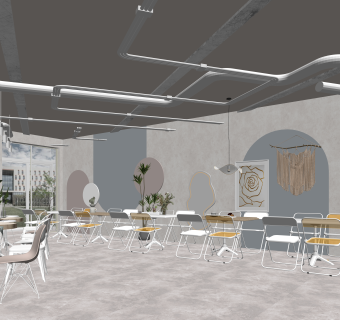 现代咖啡奶茶店SU模型下载