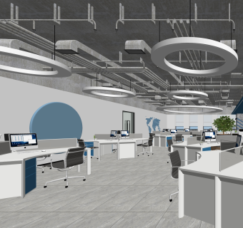 工业风办公室SU模型下载