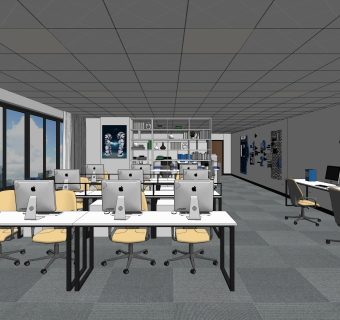 现代风格办公室SU模型下载